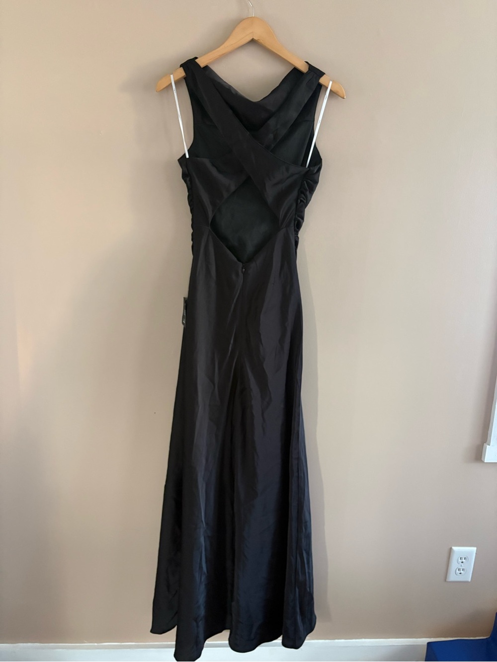 Lulus Effortlessly Sensational Black Satin Backless Maxi Dress Size Small Formal - Picture 4 of 9